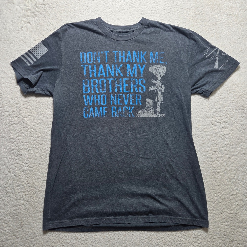 Grunt Style Graphic T Shirt Mens Large Gray Patriotic Military Veteran Tee